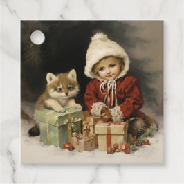 Vintage Watercolor Wildlife Child julklappar Gåvor Etiketter