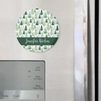 Vintage Watercolor Winter Forest Personlig Magnet