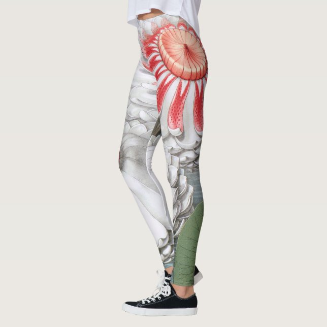 Vintage Waterlilies Flowers in a Garden Pond Leggings (Vänster)