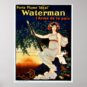 Vintage Waterman fontän pennreklam Poster