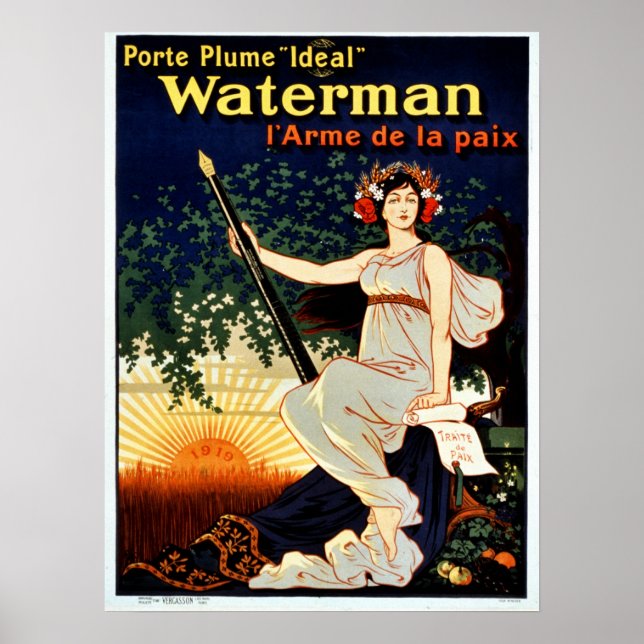 Vintage Waterman fontän pennreklam Poster (Framsidan)