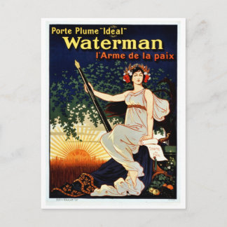 Vintage Waterman fontän pennreklam Vykort