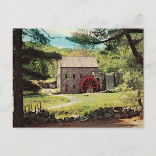 Vintage Wayside Grist Inn Mill Helg Vykort