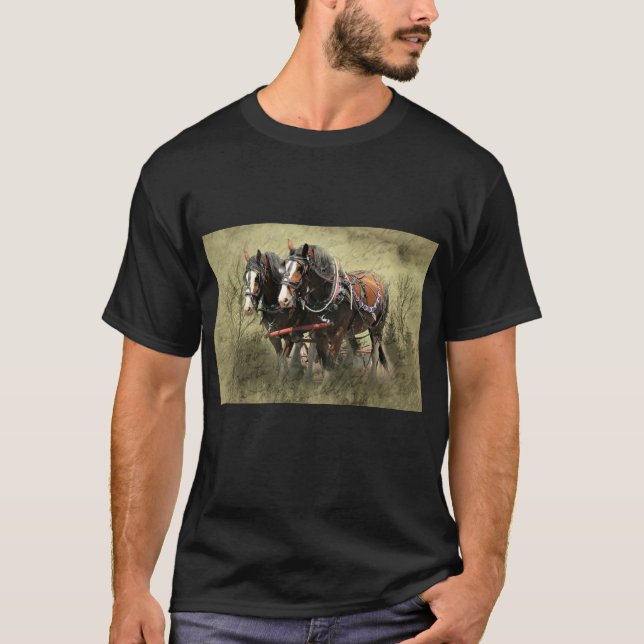 Vintage Weasted Clydesdale Postcard T Shirt (Framsida)