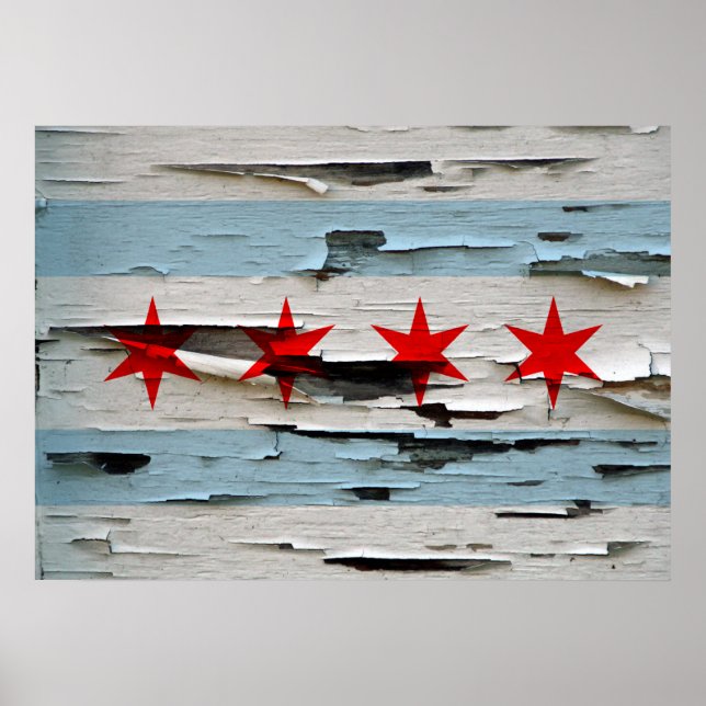 Vintage Weasted Flagga of Chicago Poster (Framsidan)