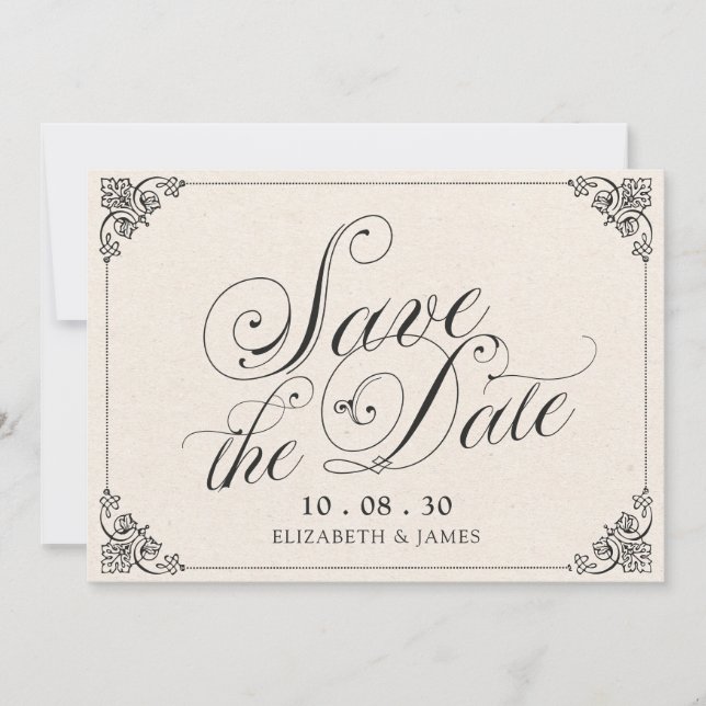 Vintage weddig Lettering callligraphy Inbjudningar (Framsida)