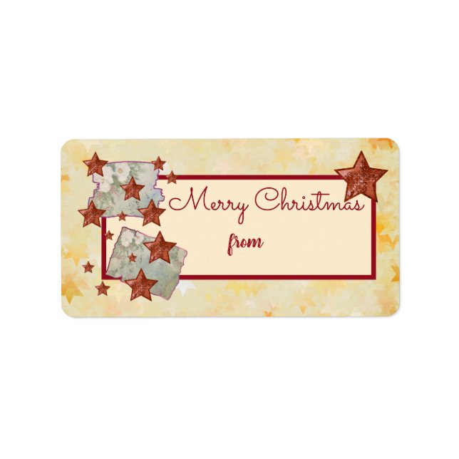 Vintage Weihnachtssterne Adressetikett (Framsidan)