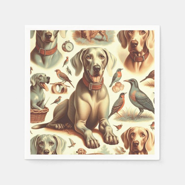Vintage Weimaraner Seamless Pappersservett (Framsidan)