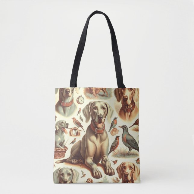 Vintage Weimaraner Seamless Tygkasse (Framsida)