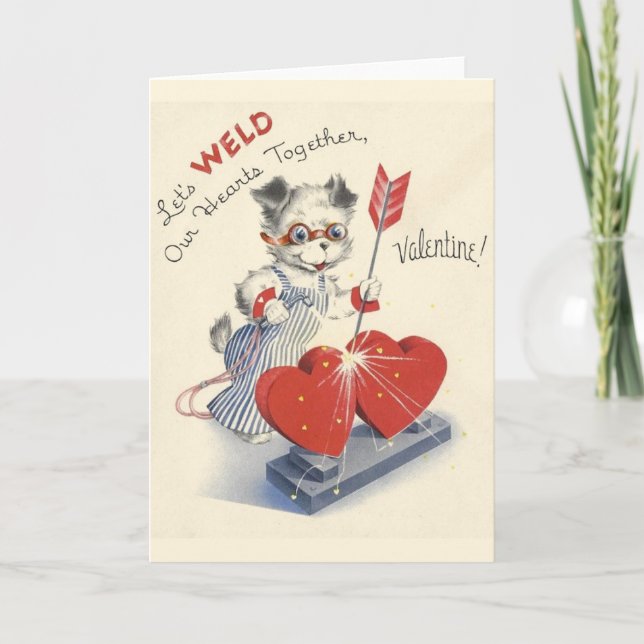 Vintage Welder Valentines Day Card Helgkort (Framsida)