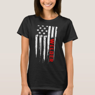 Vintage Welding US American Flagga Patriotic Welde T Shirt