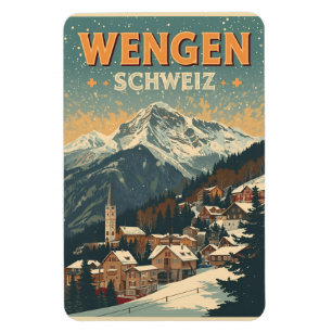 Vintage WENGEN skidskor Schweiz Schweiz Alperna pr Magnet