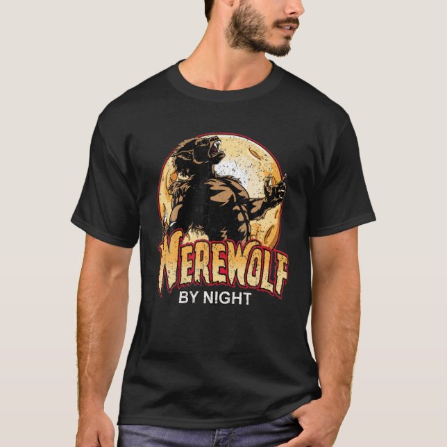 Vintage Werevarg by night T Shirt (Framsida)