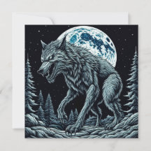 Vintage Werevarg Growling på en fullmånnatt