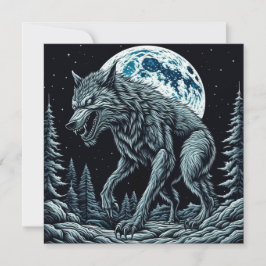 Vintage Werevarg Growling på en fullmånnatt