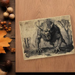 Vintage Werevarg Halloween Decoupage Vykort<br><div class="desc">Den här designen kan vara personlig om du väljer Redigera design. Du kan också överföra till andra objekt. Kontakta mig på colorflowcreations@gmail.com eller använda alternativet chatta överst på sidan om du vill ha den här designen på en annan produkt eller behöver hjälp med den här designen. Se mer av mina...</div>