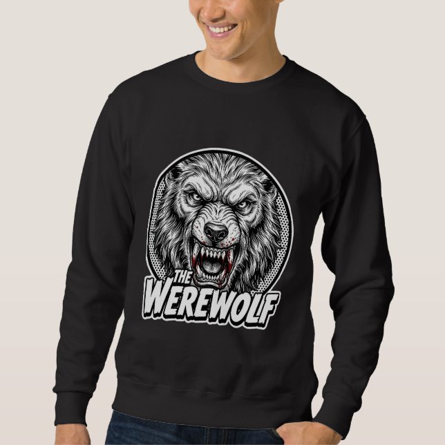 Vintage Werewolf Monster Graphic Lång Ärmad Tröja (Framsida)