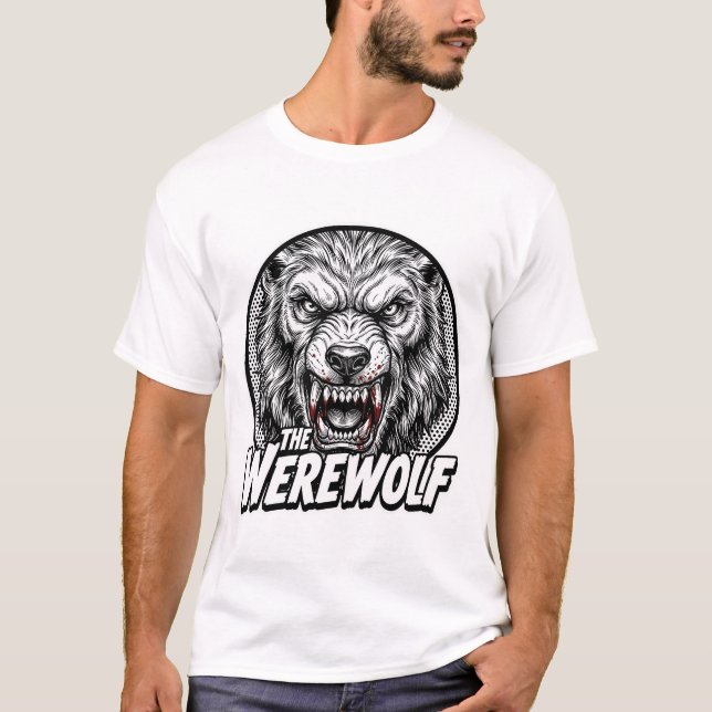 Vintage Werewolf Monster Graphic T Shirt (Framsida)