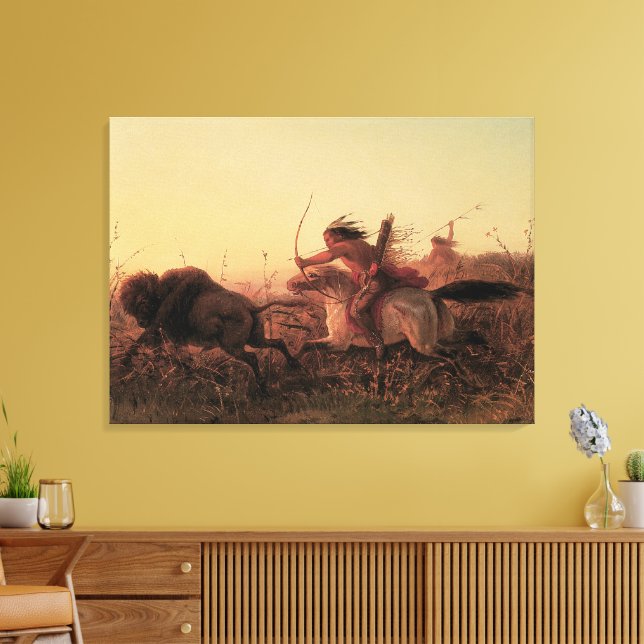 Vintage West, Indisk buffeljakt av Charles Wimar Canvastryck (Insitu (Vardagsrum))