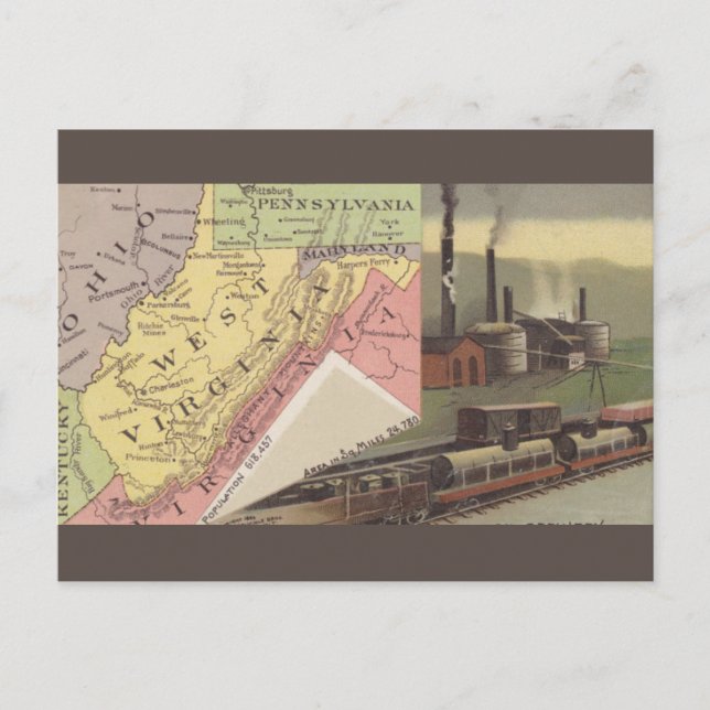 Vintage West Virginia Map Vykort (Framsida)