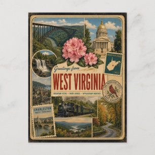 Vintage West Virginia vykort i äkta stil