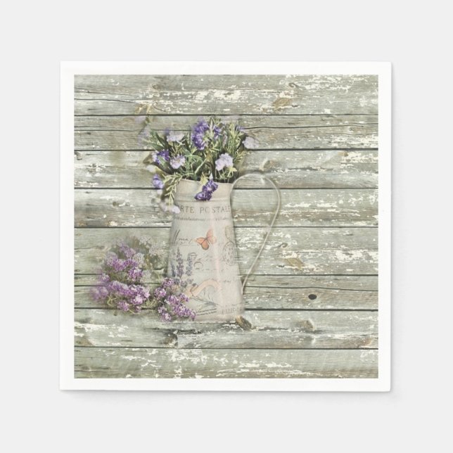 vintage western blommigt, barrträ, rustik party pappersservett (Framsidan)