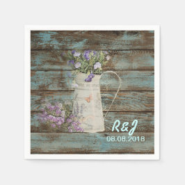 vintage western blommigt, ladugårdslax bröllop pappersservett