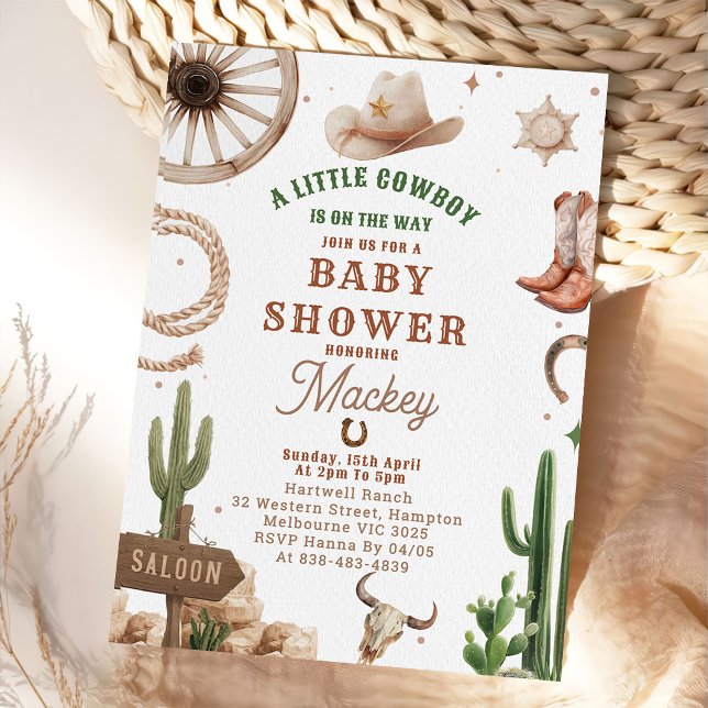 Vintage Western Cowboy Baby shower inbjudan  (Skapare uppladdad)
