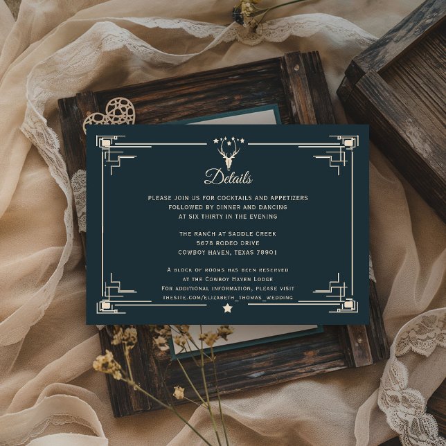 Vintage Western Cowboy Country Bröllopsdetaljer Tilläggskort (western wedding details card cowboy cowgirl country rustic ranch barn outdoor vintage southwest )