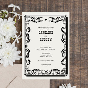 Vintage Western Cowboy Country Par Shower Inbjudningar