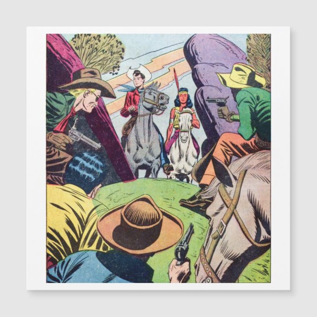 Vintage Western Cowboy Era Tecknad Bok Scene (Framsida)