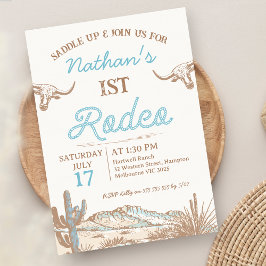 Vintage Western Cowboy First Rodeo 1:a födelsedage Inbjudningar