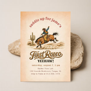 Vintage Western Cowboy Första Rodeo 1-årsdag Inbjudningar