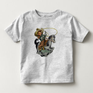 Vintage Western Cowboy Kid på häst med Rope T Shirt