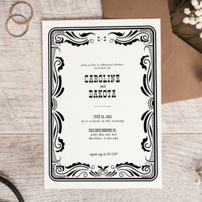 Vintage Western Cowboy Land Rehearsal Dinner Inbjudningar (Skapare uppladdad)