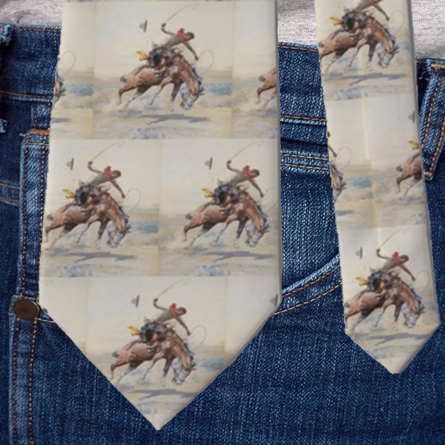 Vintage Western Cowboy på Bucking Horse Slips (Skapare uppladdad)