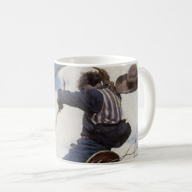 Vintage Western Cowboys, Bucking av NC Wyeth Kaffemugg (Framsida höger)