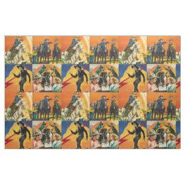 Vintage Western Cowboys Movie Poster block 9 tum Tyg