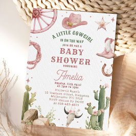 Vintage Western Cowgirl Baby shower inbjudan