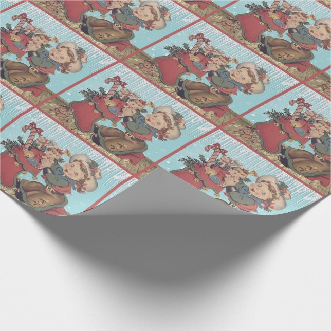 Vintage Western Cowgirl Kid och julklapp Presentpapper (Hörn)