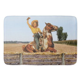 Vintage Western Cowgirl on Horse Wave Badrumsmatta
