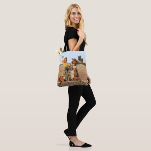 Vintage Western Cowgirl on Horse Wave Tygkasse