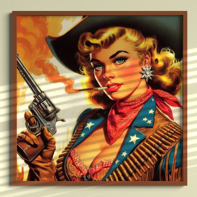 Vintage Western Cowgirl Pin Up Poster (Skapare uppladdad)