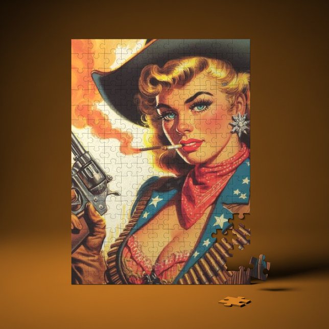 Vintage Western Cowgirl Pin Up Pussel (Skapare uppladdad)