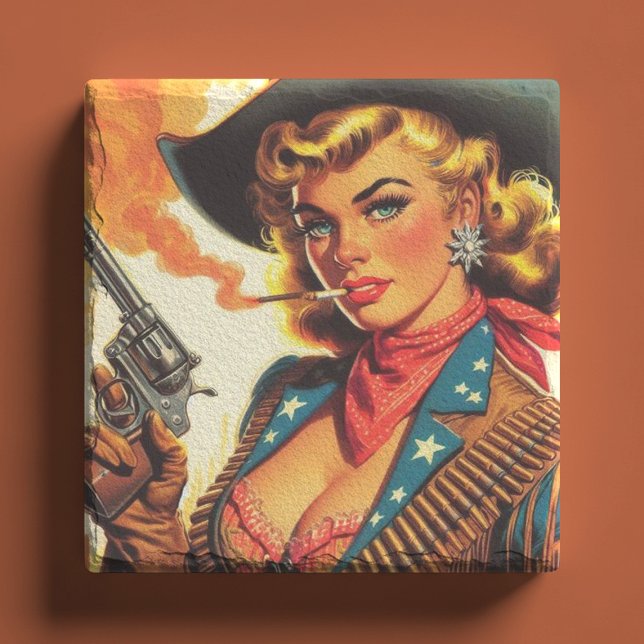 Vintage Western Cowgirl Pin Up Stenunderlägg (Skapare uppladdad)