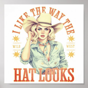 Vintage Western Cowgirl som Hat Vilda western Poster