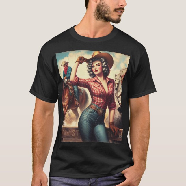Vintage Western Cowgirl T Shirt (Framsida)