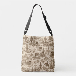 Vintage Western Desert Toile Sömlöst Mönster Axelväska