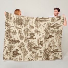 Vintage Western Desert Toile Sömlöst Mönster Fleecefilt