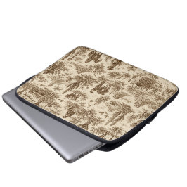 Vintage Western Desert Toile Sömlöst Mönster Laptop Fodral